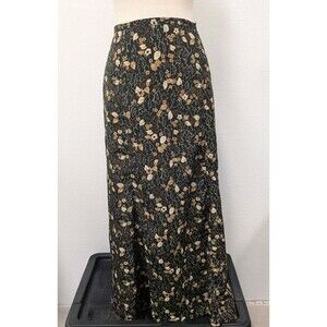 Vintage 90s Mom Y2K Kathie Lee Black Brown Floral Midi Skirt sz 14 Whimsigoth